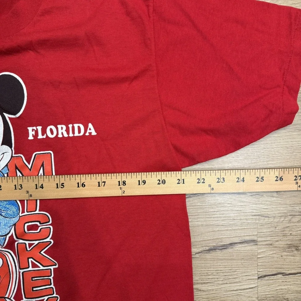 Vintage 80's‎ Walt Disney Mickey Mouse Velva Sheen Florida Red Shirt Size XL